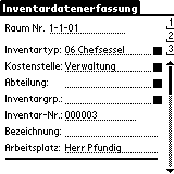 mobil Inventar-Erfassung Palm PDA, Inventar-Stammdaten