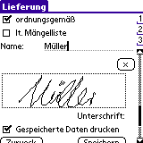 mobil Unterschrift-Erfassung Palm PDA, Signatur