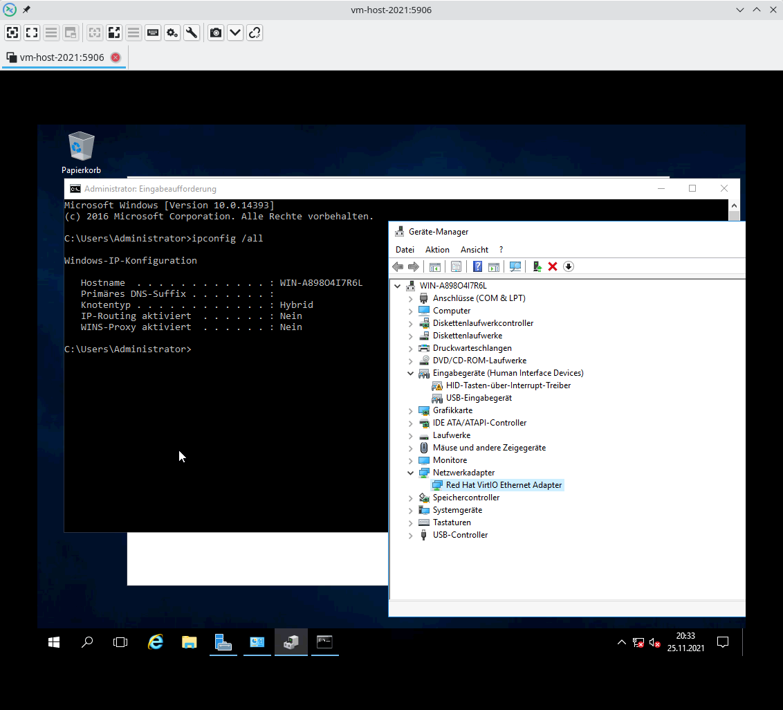 Windows 2016 Server guest with virtio nic (fails)
